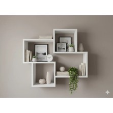 Çamsan Rafixa Beyaz Mdf Çapraz Kenetlemeli Duvar Rafı - Modern Kitaplık ve Estetik Obje Standı