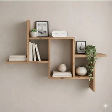 Çamsan Rafixa Atlas Çam MDF Kademeli Zikzak Duvar Rafı - Modern Kitaplık