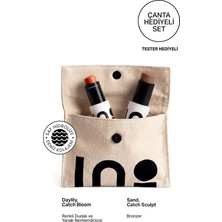 INO Beauty Sand Bronzer Stick + Daylily Stick Ruj & Allık 4,5 Gr + Makyaj Çantası