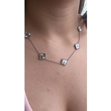 Chic&Shine Accessories Çelik Kolye 5 Yoncalı (Silver) Kadın Kolye 45CM