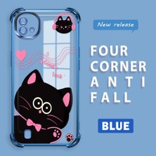 Ucuc Realme C20/C20A Uyumlu Şeffaf Dört Köşe Kaplama Parlak Kenar Silikon Kılıf