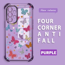 Ucuc Samsung Galaxy A52/A52S Uyumlu Şeffaf Dört Köşe Kaplama Parlak Kenar Silikon Kılıf