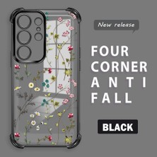 Ucuc Samsung Galaxy S24 Ultra Uyumlu Şeffaf Dört Köşe Kaplama Parlak Kenar Silikon Kılıf