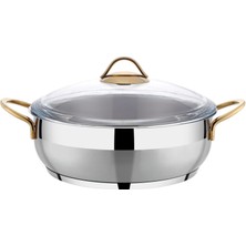 Öncü Mutfak Eşyaları Paslanmaz Çelik 26 cm Gold Basık Tencere