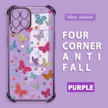 Ucuc Samsung Galaxy M33 Uyumlu Şeffaf Dört Köşe Kaplama Parlak Kenar Silikon Kılıf