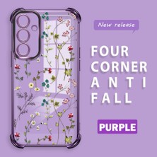 Ucuc Samsung Galaxy A55 Uyumlu Şeffaf Dört Köşe Kaplama Parlak Kenar Silikon Kılıf