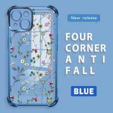 Ucuc iPhone 14 Uyumlu Şeffaf Dört Köşe Kaplama Parlak Kenar Silikon Kılıf