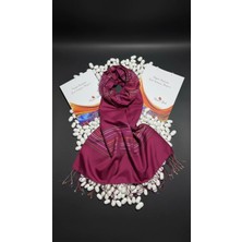 Kulplu Kadınlar Bordo Desenli Ipek Şal (Model 2)