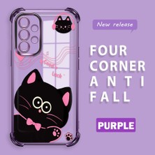 Ucuc Samsung Galaxy A52/A52S Uyumlu Şeffaf Dört Köşe Kaplama Parlak Kenar Silikon Kılıf