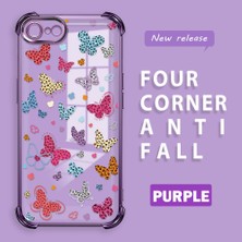 Ucuc iPhone 7/8/se 2020 2022 Uyumlu Şeffaf Dört Köşe Kaplama Parlak Kenar Silikon Kılıf