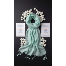 Kulplu Kadınlar Yeşil Desenli Ipek Şal (Model 2)