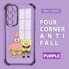 Ucuc Samsung Galaxy A55 Uyumlu Şeffaf Dört Köşe Kaplama Parlak Kenar Silikon Kılıf