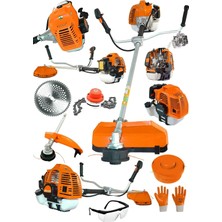 Moonshop Japan 11 Hp Profesyonel Bronz Piston Benzinli Ot Çalı Çim Biçme Makinası Yan Tırpan Zincirli Misina