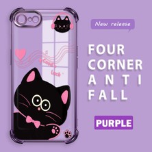 Ucuc iPhone 7/8/se 2020 2022 Uyumlu Şeffaf Dört Köşe Kaplama Parlak Kenar Silikon Kılıf