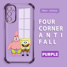 Ucuc Samsung Galaxy A14 Uyumlu Şeffaf Dört Köşe Kaplama Parlak Kenar Silikon Kılıf