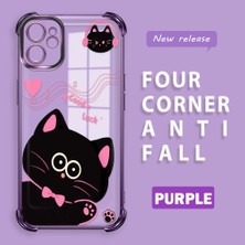 Ucuc iPhone 11 Uyumlu Şeffaf Dört Köşe Kaplama Parlak Kenar Silikon Kılıf