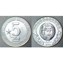 Banknoting Kuzey Kore 5 Chon 1974 Sosyalist Ülke Ziyaretçileri Için Çil.