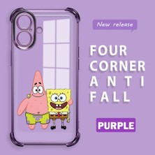 Ucuc iPhone 16 Uyumlu Şeffaf Dört Köşe Kaplama Parlak Kenar Silikon Kılıf