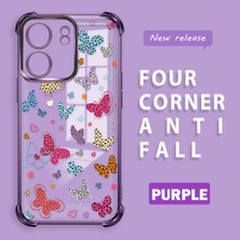 Ucuc Poco C65 Uyumlu Şeffaf Dört Köşe Kaplama Parlak Kenar Silikon Kılıf