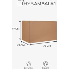 Hyb Ambalaj 76X43X47 3 Adet Çift Oluklu Maxi Taşıma Kolisi - Saklama - Çeyiz - E-Ticaret ve Kargo Kutusu