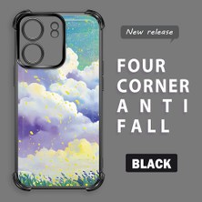 Ucuc Poco C65 Uyumlu Şeffaf Dört Köşe Kaplama Parlak Kenar Silikon Kılıf