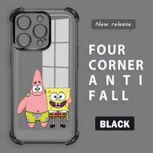 Ucuc iPhone 14 Pro Uyumlu Şeffaf Dört Köşe Kaplama Parlak Kenar Silikon Kılıf