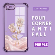 Ucuc iPhone 7/8/se 2020 2022 Uyumlu Şeffaf Dört Köşe Kaplama Parlak Kenar Silikon Kılıf