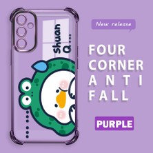 Ucuc Samsung Galaxy A14 Uyumlu Şeffaf Dört Köşe Kaplama Parlak Kenar Silikon Kılıf