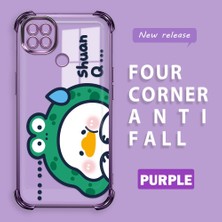 Ucuc Redmi 10A Uyumlu Şeffaf Dört Köşe Kaplama Parlak Kenar Silikon Kılıf