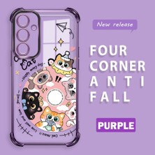 Ucuc Samsung Galaxy A55 Uyumlu Şeffaf Dört Köşe Kaplama Parlak Kenar Silikon Kılıf