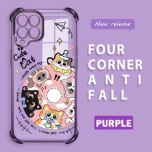 Ucuc Samsung Galaxy M33 Uyumlu Şeffaf Dört Köşe Kaplama Parlak Kenar Silikon Kılıf