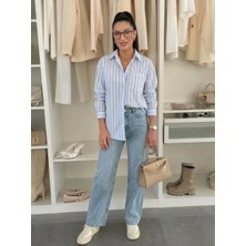 Adutrend Çizgili Gömlek & Açık Mavi Jean Kombin Hilal