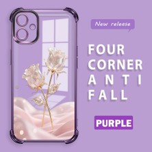 Ucuc Samsung Galaxy A06 Uyumlu Şeffaf Dört Köşe Kaplama Parlak Kenar Silikon Kılıf