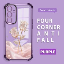 Ucuc Samsung Galaxy A55 Uyumlu Şeffaf Dört Köşe Kaplama Parlak Kenar Silikon Kılıf