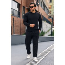 Comstar Erkek Pamuklu Bisiklet Yaka Dar Siyah Eşofman Takımı