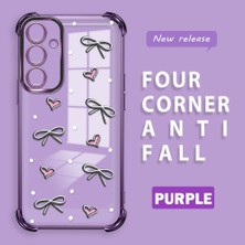 Ucuc Samsung Galaxy A55 Uyumlu Şeffaf Dört Köşe Kaplama Parlak Kenar Silikon Kılıf