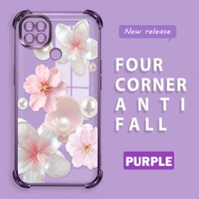 Ucuc Redmi 10A Uyumlu Şeffaf Dört Köşe Kaplama Parlak Kenar Silikon Kılıf