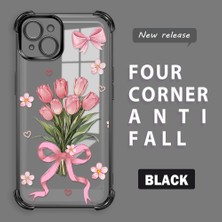 Ucuc iPhone 15 Plus Uyumlu Şeffaf Dört Köşe Kaplama Parlak Kenar Silikon Kılıf
