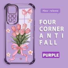 Ucuc Redmi Note 11 Uyumlu Şeffaf Dört Köşe Kaplama Parlak Kenar Silikon Kılıf