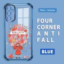 Ucuc Samsung Galaxy A14 Uyumlu Şeffaf Dört Köşe Kaplama Parlak Kenar Silikon Kılıf