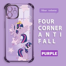 Ucuc iPhone 12 Uyumlu Şeffaf Dört Köşe Kaplama Parlak Kenar Silikon Kılıf