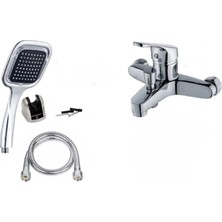 Moonshop Irmak Banyo Bataryası Duş Seti Kare Siyah Duş Başlığı Batarya Seti / 10 Yıl Garantili