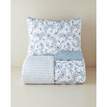 English Home Berryland Kolay Ütülenir Çarşaflı Tek Kişilik Nevresim Takımı 160x220 cm Mavi-Turuncu