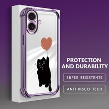 Ucuc iPhone 16 Uyumlu Şeffaf Dört Köşe Kaplama Parlak Kenar Silikon Kılıf