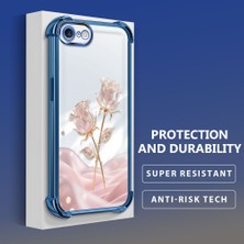 Ucuc iPhone 7/8/se 2020 2022 Uyumlu Şeffaf Dört Köşe Kaplama Parlak Kenar Silikon Kılıf