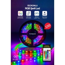 Sprange 5 Metre Rgb Şerit LED 16 Renkli Kumandalı | 4 Modlu Ayarlanabilir Işık | 5V USB Silikon Neon LED