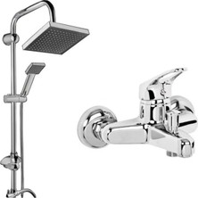 Moonshop Mix Banyo Bataryası 2'li Duş Seti Paslanmaz Çelik Krom Renkli Modern Tasarım