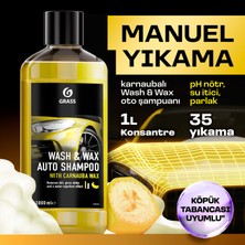 Grass Cilalı Araba Yıkama Şampuanı Wash Wax 1L Cilalı Oto Şampuanı & Boya Koruyucu, Hızlı Parlatıc, 2'si 1 Arada Formül