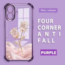 Ucuc iPhone 16 Uyumlu Şeffaf Dört Köşe Kaplama Parlak Kenar Silikon Kılıf