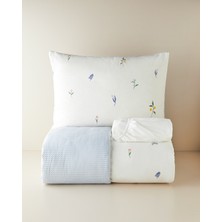 English Home Flowery Kolay Ütülenir Çarşaflı Tek Kişilik Nevresim Takımı 160x220 cm Mavi - Yeşil